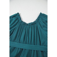 Skobeloff Frilled U Neck Puff Sleeve Belted Ruffle Hem Plus Size Midi Dress - 4X thumbnail