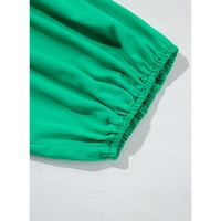 Bright Green Ruched Front Puff Sleeve Plus Size Long Dress - 2X thumbnail
