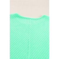 Mint Green Textured Batwing Sleeve Tee Wide Leg Pants Plus Size Set - 1X thumbnail