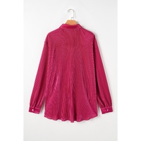 Rose Red Plus Size Ribbed Long Sleeve Shirt and Pants Pajama Set - 3X thumbnail