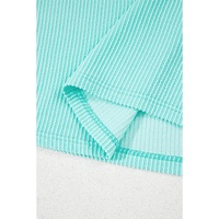 Light Blue Plus Size Color Block Corded Knit Tee and Shorts Set - 3X thumbnail
