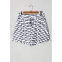 Gray Checkerboard Lace-Up High Waist Plus Size Casual Shorts - 3X thumbnail