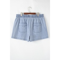 Beau Blue Pocketed Drawstring High Waist Plus Size Denim Shorts - 2X thumbnail