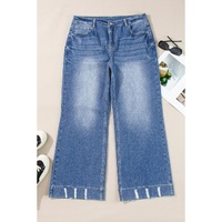 Ashleigh Blue Medium Wash Ripped Edge Flared Plus Size Jeans - 1X thumbnail