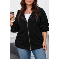Black Plus Size Bishop Sleeve Zip Up Hooded Jacket - 3X thumbnail