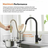 2023 Brushed Gold Spout Matte Black pull out with spray function kitchen mixer tap faucet thumbnail