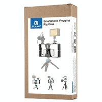 Smartphone Video Rig & Microphone Kit For Live Broadcast - Compatible With Iphone Galaxy Huawei Xiaomi Htc Lg Google And More - Blue thumbnail