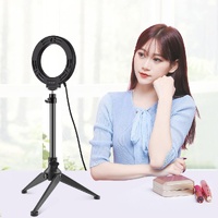 Usb 3 Modes Dimmable Led Ring Light with Tripod Holder and Cold Shoe Ball Head - 4.7 Inch Diameter thumbnail