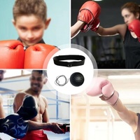 Indoor Boxing Reflex Training Ball With Headband - Black Pu Speed Ball - Rubber Ball Red thumbnail