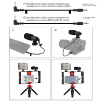 Live Broadcast Vlogging Kit With Led Light Microphone Tripod & Cold Shoe Head - Blue thumbnail