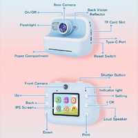 Blue Children'S Thermal Camera With Dual-Camera 1080P Hd 2400W Pixel 2.4-Inch Display - Blue+32Gb thumbnail