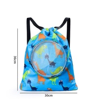 Blue Waterproof Drawstring Beach Bag L Size For Kids Wet & Dry Separation Shoulder Strap - Tibetan L thumbnail