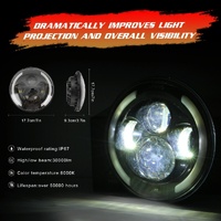 7 Inch H4 / H13 Dc 9V - 30V 3000Lm 3000K - 6000K 25W Car Round Shape Led Headlight Lamps For Jeep Wrangler With Angel Eye White Light thumbnail