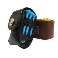 Leather Golf Ball Waist Pouch - Portable Tee Bag for Sports - Black thumbnail