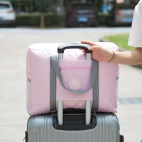 Folding Travel Bag with Trolley Case for Luggage - Black thumbnail