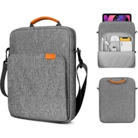 13 Inch Vertical Laptop Bag - Handheld Shoulder Crossbody - Light Gray thumbnail
