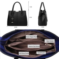 Vintage 2-in-1 Messenger Bag with Crocodile Pattern and Leather Wallet - Black thumbnail