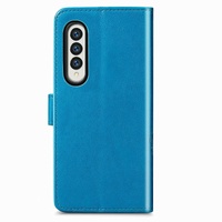 Embossed Leather Phone Case for Samsung Galaxy z Fold 4 with Four Leaf Clasp - Magenta thumbnail