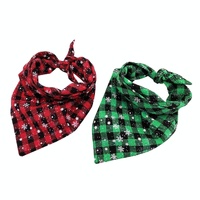 Pet Triangle Towel Christmas Snowflake Dog Saliva Towel - Size S - Red thumbnail