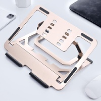 Foldable Aluminum Laptop Stand for Desktop Cooling - Elegant Silver thumbnail