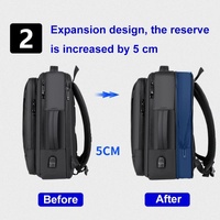 Waterproof Expandable Laptop Backpack with Usb Port - Black thumbnail