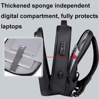 Waterproof Laptop Backpack with Usb Port - 17 Inch Capacity Password Lock - Black thumbnail