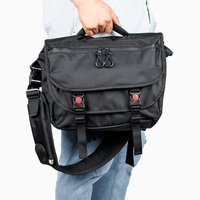 Waterproof Nylon Cycling Shoulder Bag Large Capacity Black thumbnail