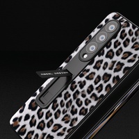 Leopard Print Phone Case with Holder for Samsung Galaxy z Fold 4 / 5g - Gold thumbnail