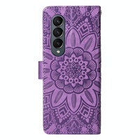 Sunflower Embossed Leather Phone Case for Samsung Galaxy z Fold 4 / 5g - Red thumbnail
