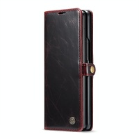 Premium Crazy Horse Leather Phone Case for Samsung Galaxy z Fold 4 - Black thumbnail