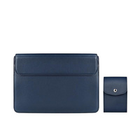 Leather Laptop Liner Bag - 14.1-15.4 Inches with Stand Function - Sapphire Blue thumbnail