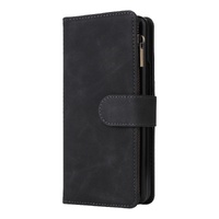 Frosted Leather Zip Wallet for Samsung Galaxy z Fold 4 - Compact and Stylish - Black thumbnail