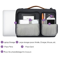 Waterproof Nylon Laptop Handbag with Trolley Strap - Fits 13-14 Inch Laptops - Black thumbnail