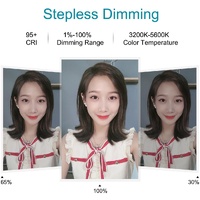 10.2 Led Ring Light with Tripod & Dual Phone Brackets - Usb Dimmable Dual Colour Temperature Selfie Remote - Black thumbnail