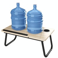 Adjustable Folding Laptop Desk with Cup Holder - Four-speed Lifting Table for Dorms - Black Gold Wire thumbnail