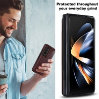 Full Coverage Double Buckle Phone Case for Samsung Galaxy z Fold 4 - Brown thumbnail