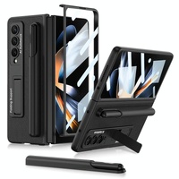 Leather Case with Holder & Pen Slots for Samsung Galaxy z Fold 4 - Thin & Shockproof - Black thumbnail