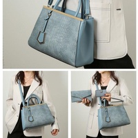 Patchwork Stone Pattern Handbag - Shoulder / Crossbody - Blue thumbnail