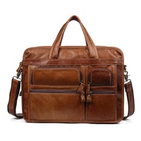 Men 15.6 Inch Business Handbag Casual Singer Shoulder Messenger Bag - Brown thumbnail
