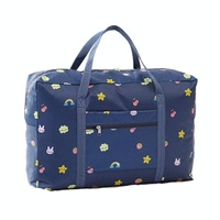 Waterproof Foldable Travel Bag - Compact & Durable - Navy Blue Flamingo thumbnail
