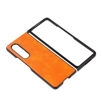 Two Tone Litchi Pu Case for Samsung Galaxy z Fold 4 - Slim & Stylish - Orange thumbnail