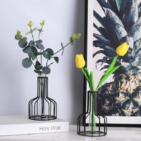 Black Wrought Iron Hydroponic Glass Flower Decoration - no Fake Flowers - Black thumbnail