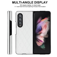 Foldable Microfiber Phone Case for Samsung Galaxy z Fold 4 - Rhombic Design - Red thumbnail