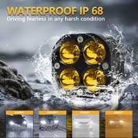 Car 3 Inch 4Leds Continuous Spotlight 20W / 2000Lm / 6000K / Dc9 - 80V - Yellow thumbnail