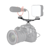 Aluminum Dual Hot / Cold Shoe Mount Adapter Bracket - Black thumbnail