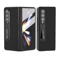 Leather Phone Case with Holder for Samsung Galaxy z Fold 4 / 5g - Wave Design - Green thumbnail