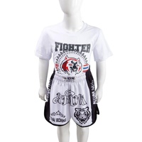 Kids Boxing Set - Sparring Shorts And Tights - Bright Green - Hit Red - L thumbnail
