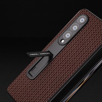 Premium Leather Phone Case with Holder for Samsung Galaxy z Fold 4 / 5g - Luxury Design - Coffee thumbnail