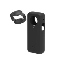 Silicone Protective Case with Lens Cover for Insta360 X3 - Black thumbnail
