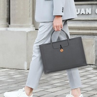 Waterproof Elastic Button Laptop Handbag - Pu Material - Grey - 15.4/16 Inch thumbnail